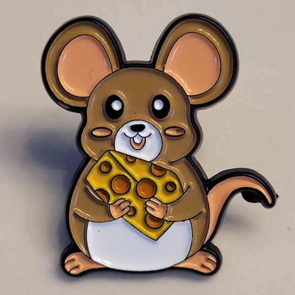 Happy Mouse With Cheese Enamel Pin - Picture 6 of 10